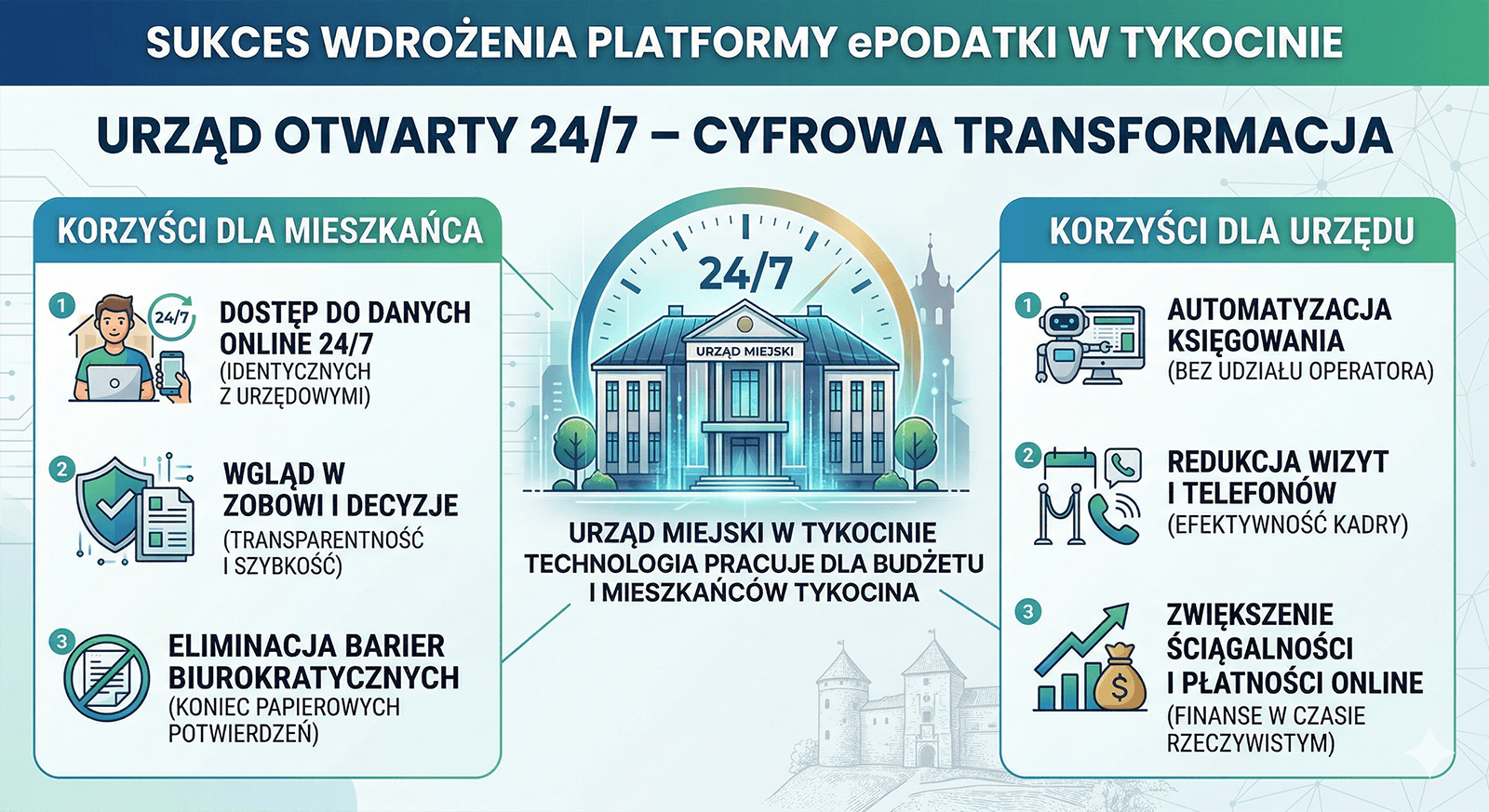 Urząd Otwarty 24/7 – Sukces Wdrożenia Platformy ePodatki w Urzędzie Miejskim w Tykocinie